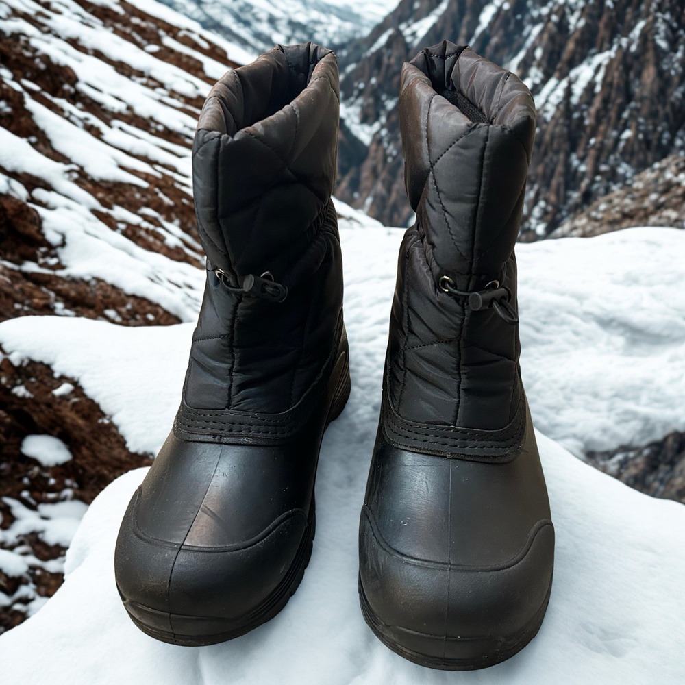Ozark Trail Mens Black Quilted Nylon Rubber Shell Winter‎ Snow Boots Size 7